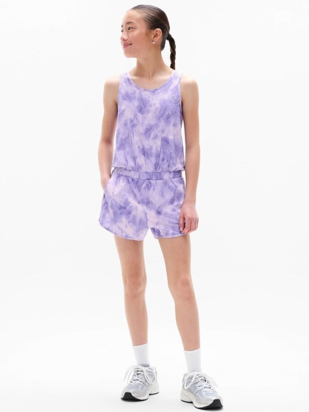 NWT: Athleta Girl Run Free Romper XXL/16 | Wave Break Taro Purple